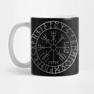 Vikings Vegvisir, Protection runes and compass in silver Mug